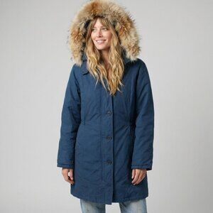 Vintage Eddie Bauer Goose Down Winter Coat Original Parka Fur Hood Size Large